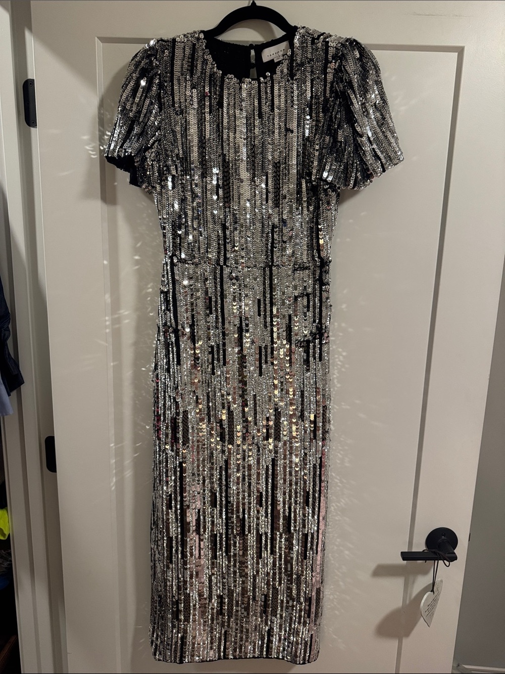 Topshop Sequin Column Dress in Silver all over sequins